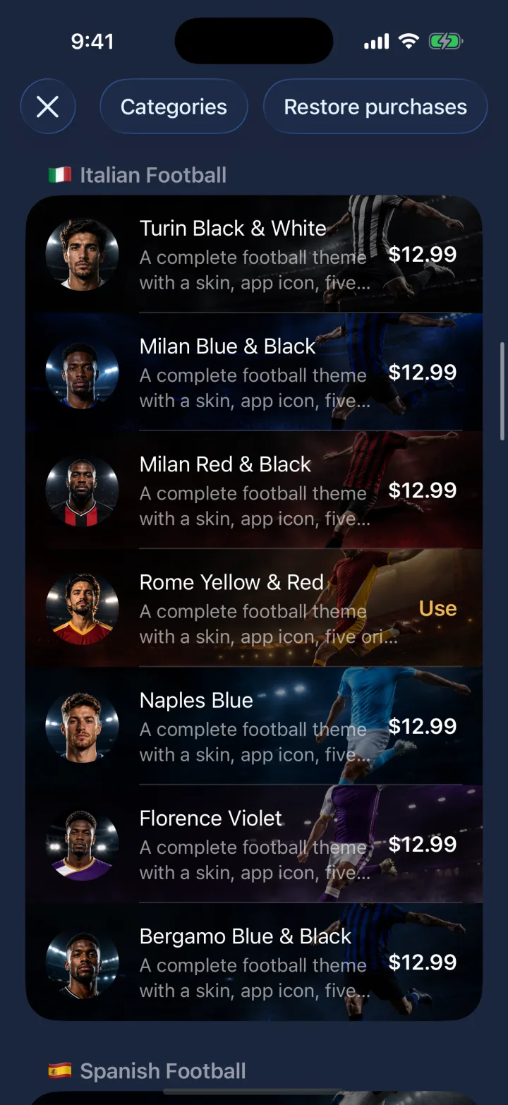 Football add-ons in IPTVX on iPhone