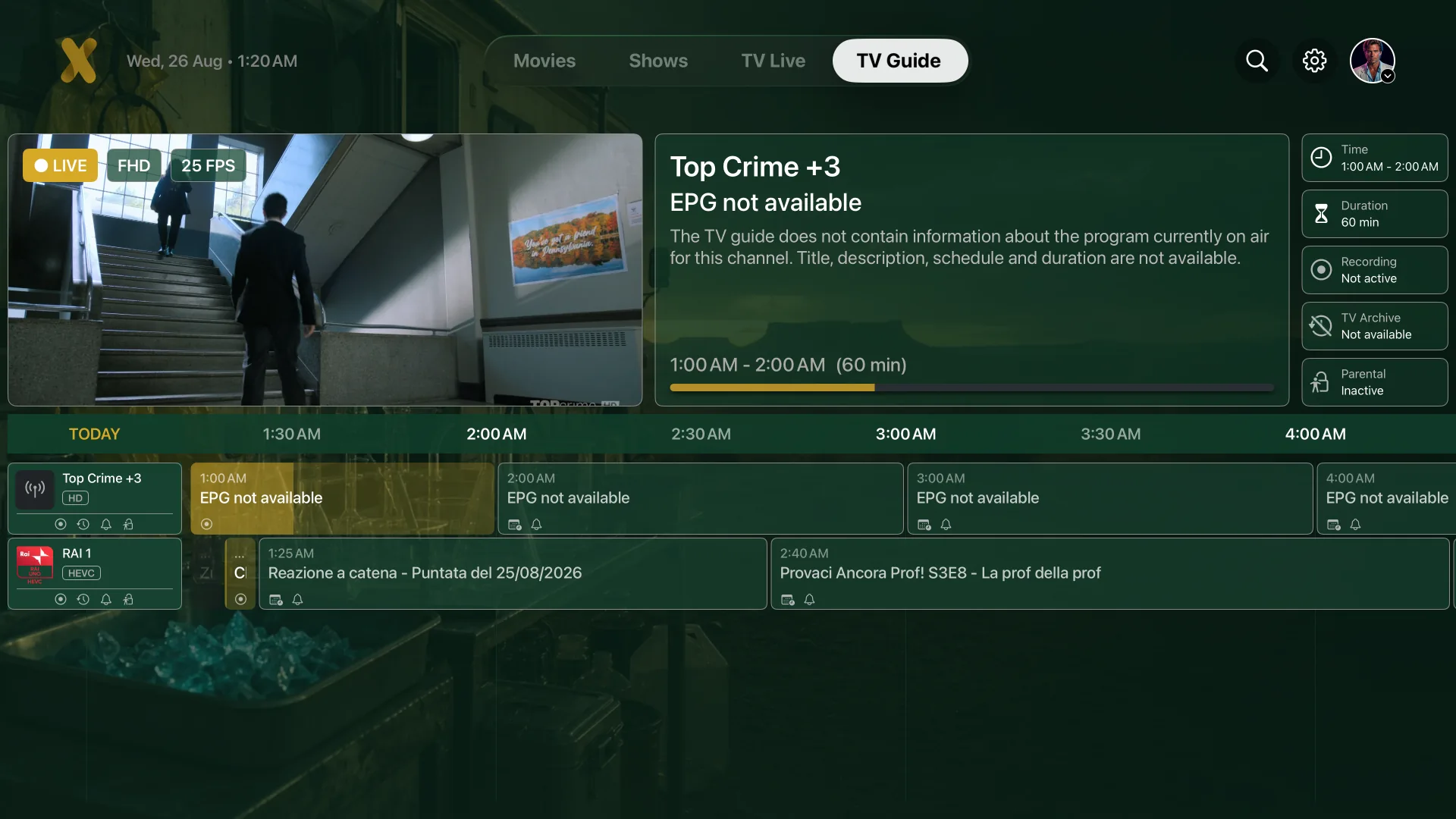 IPTVX redesigned TV Guide on Apple TV