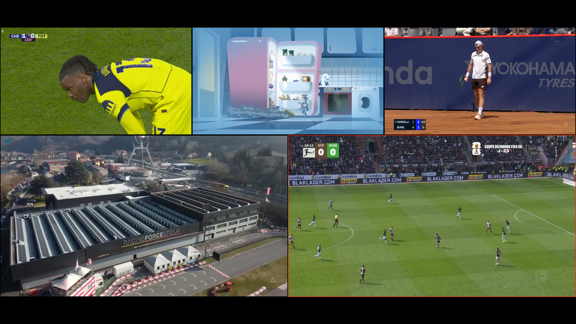IPTVX live events interface on Apple TV